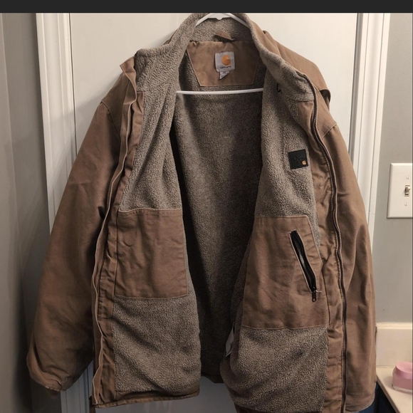 Carhartt Jacket Men's XXL Sherpa Lined Muskegon Jacket Tan/Brown Canvas - Picture 2 of 8